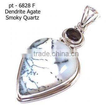 gemstone sterling silver pendant dendrite agate jewellery natural semi precious pendant