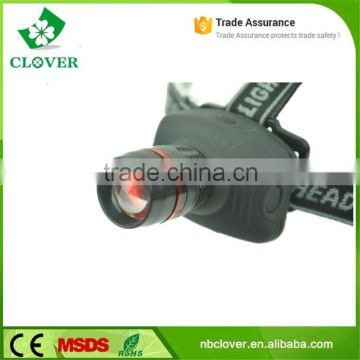 high power zoom headlamp 3*AAA battery 1W led cree headlamp manufacturers