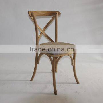 French style wood cross back chair/X back dining chair with soft cushion