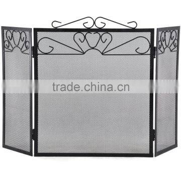 2015 New Decorative Wrought Iron Fireplace Screen, with 3 floding Fireplace Spark