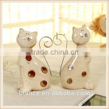 Figurine Animal Ceramic Statue Brown Cat Home Decoration & Ornament