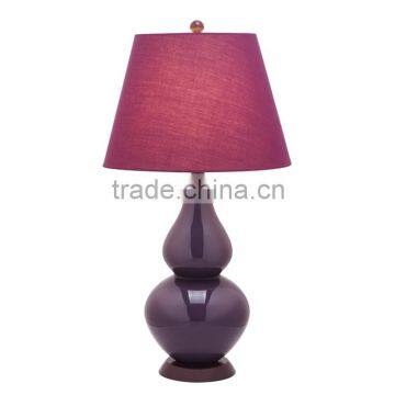 Factory wholesale bottle shape gallery ceramic table lamp for hotel design with fabric shade