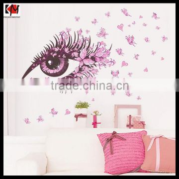 Pink Acrylic Wall Sticker Pink Eye Wall Decorate 3D Beautiful