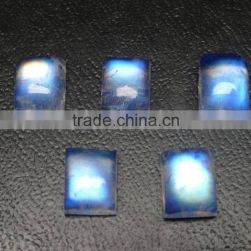 Rainbow Moonstone Full Blue Fire Cabochon, Rectangular Cut Stone , 6x8mm Cabs