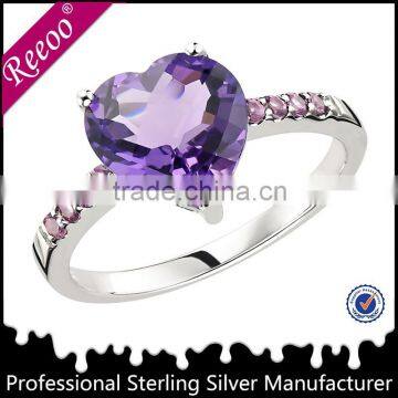 925 sterling silver genuine amethyst ring