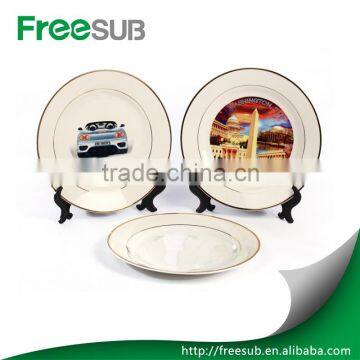 Blank heat press 8" blank double golden rim personalized ceramic plates