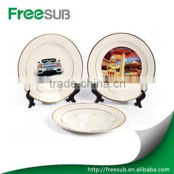 Printed Logo Ceramic Blank White Color 10" Wholesale Double Gold Rimmed Plates photo-3