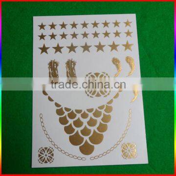 metallic gold necklace tattoo, temporary tattoo stickers