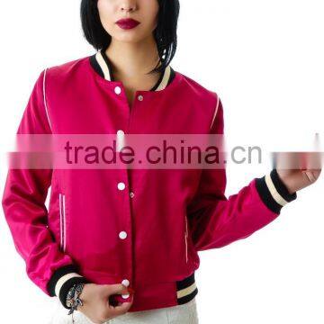 sexy girl hot pink varsity jackets for college girls