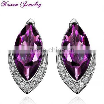 New Amethyst Purple Zircon Stud Earrings for Women Platinum Plated Gold Earring Vintage Earrings