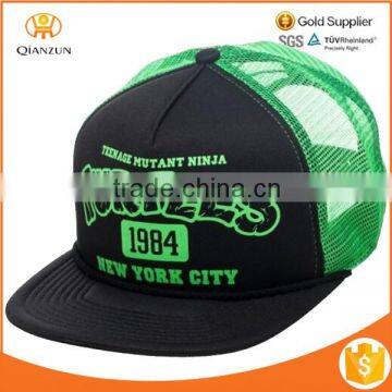 Teenage Black/Green Trucker printed flat brim ball cap mesh snapback hat