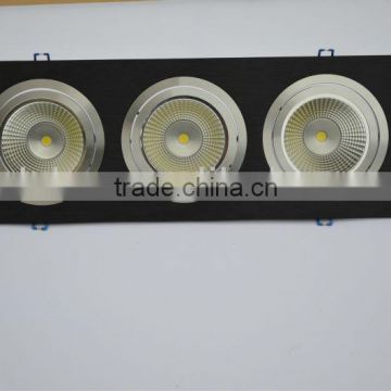 suspended 12v super bright dimmable led 3x15w recessed cob ceiling lights for led lihgting