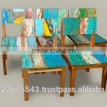 Reclaimed wood dining chair , Reclaimed Wood Multi Color Dining Chairs