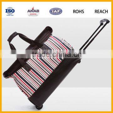 Women Fashion Stripe Trolley Luggage Bag Travelling Bag Sports Bags for Sale