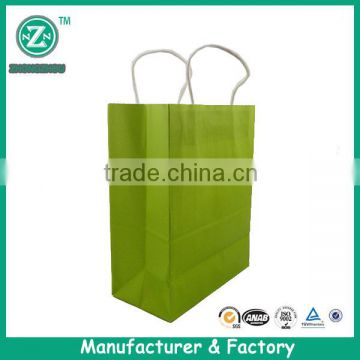 High quality customized green color kraft paper fanshion bag