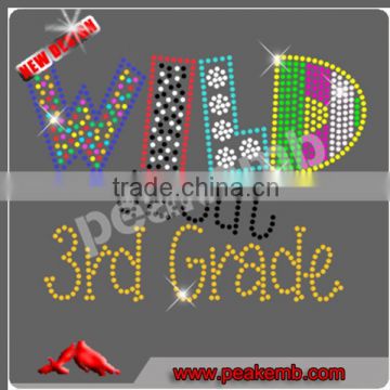 Hot Sale Wild about 3rd Grade Rhinestone Transfer Design Iron on Glitter for Children Clothing