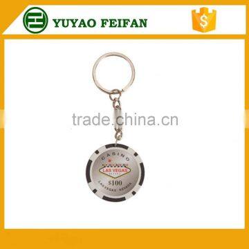 blank metal keyrings poker chip style small key chain with sticker