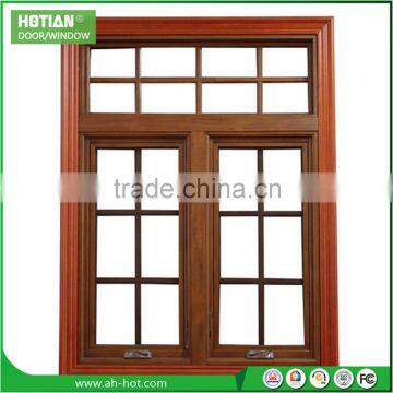 PVC Wood Color Arch Casement Window Fashion Grill Window PVC Double Glazed Window