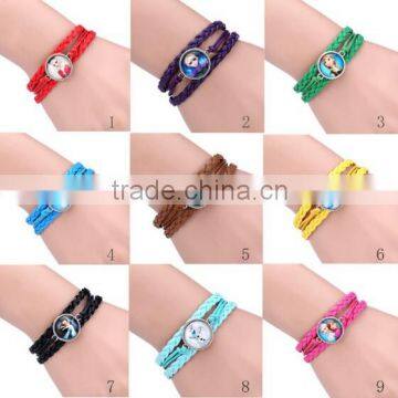 2014 popular leather bracelet frozen bangle for girl