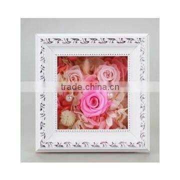 on sale 3pcs of real preserved rose in Photo Frame fresh cut flowers blue/red/pink