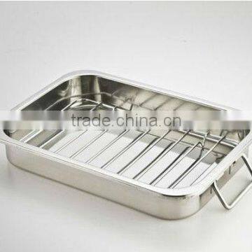 Stainless steel roaster turkey baking tray with wire rack