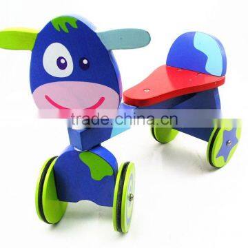 Wooden toy walking 4 wheels bike ride on animals ODM OEM