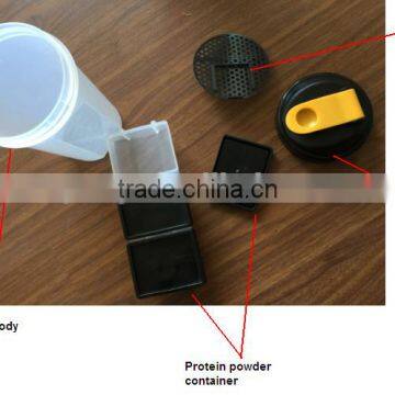 1000ml/34oz Plastic Protein Shaker Bottle With Netting and Compartment photo-4