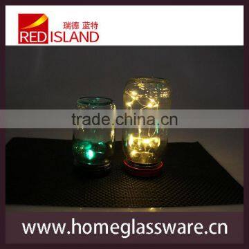 400ML Luminous Glass Mason Jar With Metal Lid photo-4