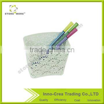 Flower Pattern Desk Organizer Green Spray Metal Pencil Holder photo-2