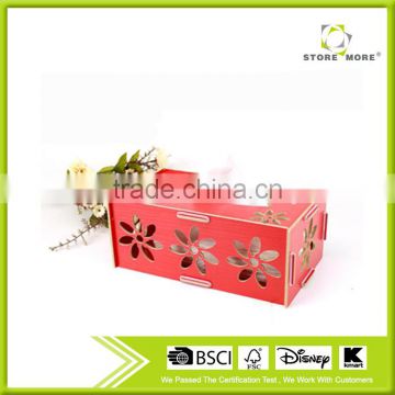 High Quality Bamboo material Flower Carved Tissue Box