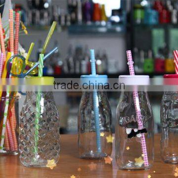 250ml glass juice bottle, glass milk bottle with straw