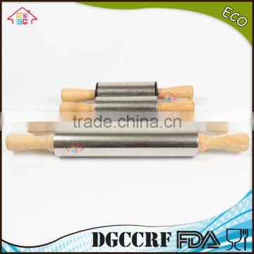 NBRSC Professional Non-Stick Roller Metal Silicone Rolling Pin Dough Roller Wooden Handles photo-2