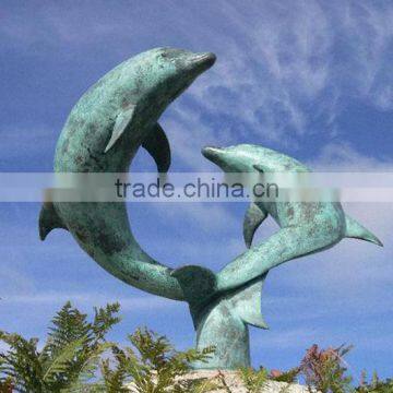 Outdoor Garden Decoration Metal Bronze Dolphin Fountain Sculpture photo-4