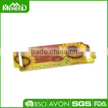 Promotion Snowflake & Tree Printed X'mas Banquet Serving Trays, Anti-slip Christams Party Melamine Plastic Food Tray With Handle photo-3