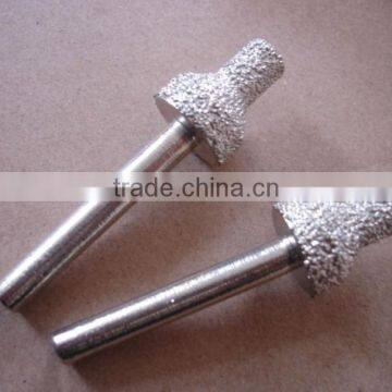 Vacuum brazed diamond grinding burrs with special shape