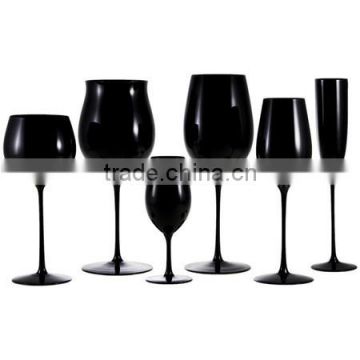 ISO quality hand made water goblet stemware wine glass with black color