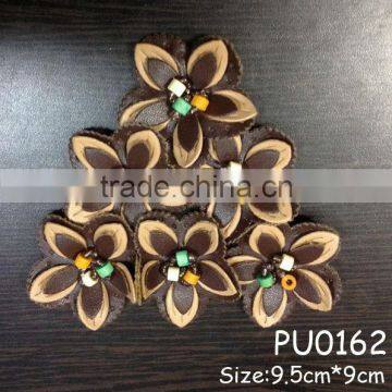 Fashion cheap brown leather sandals flower for shoes