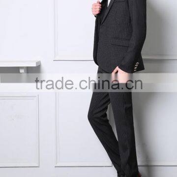 Autumn and Winter Men's Striped British Leisure Slim Fashion Business 3 Piece Suit photo-3