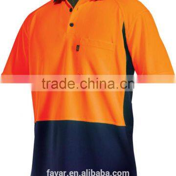 orange navy 2 tone polyester micromesh hi vis polo shirt