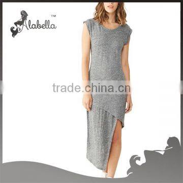 Irregular dress with light heather grey for girls