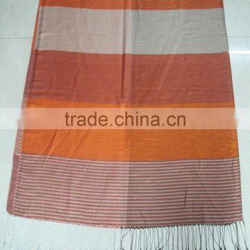 Fashion popular hot aritfical silk stripe jacquard scarf