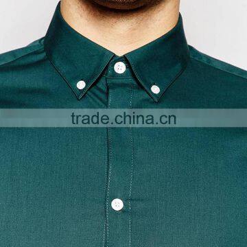 Latest Shirt Designs For Men 100% Cotton Teal Men's Dress Shirt photo-2