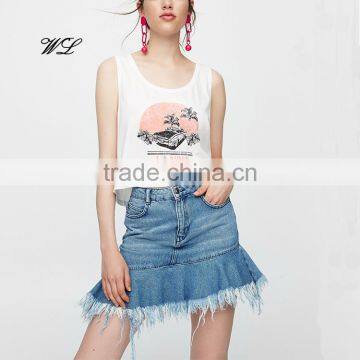 Lady Printed OEM Factory Woman Tank Top Cotton Vest Printing Vest