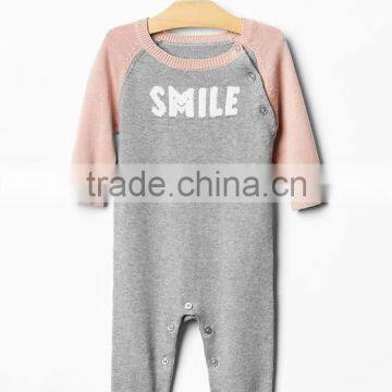 Unisex baby raglan smile design romper