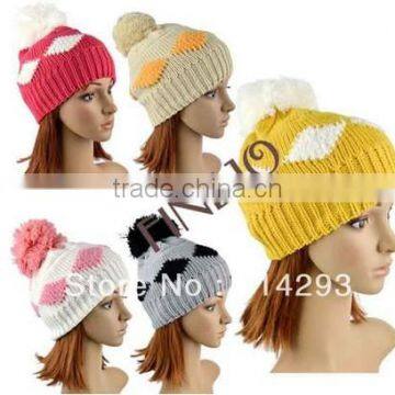 2013 Winter Women's Diamond Knitting Beanie Hat 9534