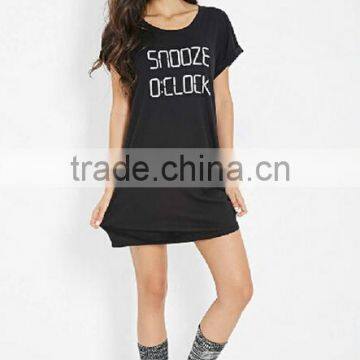 Cheapsale Summer Printed Ladies Loose Solid Black Color Casual Evening Dress Jersey China Supplier photo-4