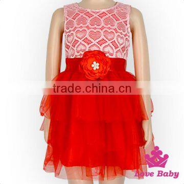 Classic Girl Frock Design Pom Pom Heart Pattern Sleeveless Flower Tutu Baby Girl Princess Puffy Dress photo-2