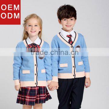 Children School Uniform Sweaters Cardigan With Chest Logos Customized photo-4