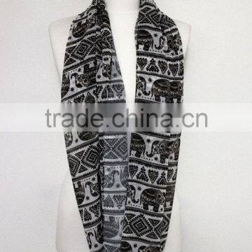 Elephant Pattern Chiffon Infinity Scarf, Circle Scarf, Long Scarf, Spring - Fall - Winter - Summer Fashion photo-2