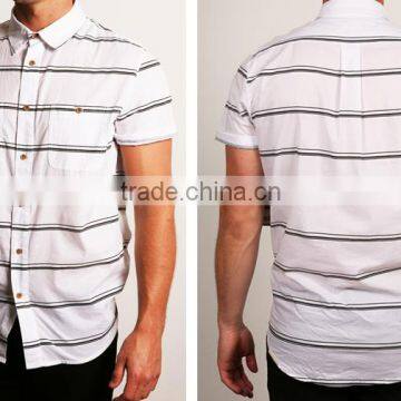 High Quality Cotton Men Shirt Wholesale,short-sleeved Striped Shirt for Men in Guangzhou photo-3